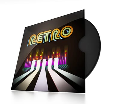 Vintage vinyl record isolated on white background. 3D illustration.