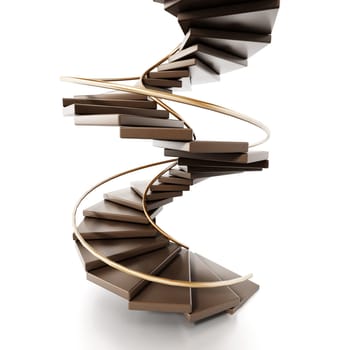 Spiral staircase isolated on white background. 3D illustration.