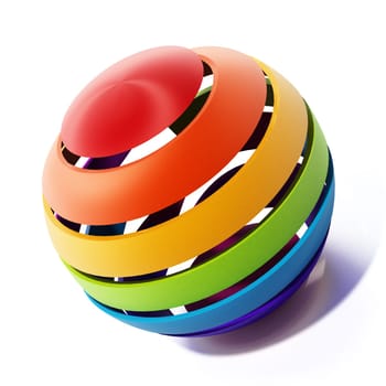 Multi colored sphere isolated on white background. 3D illustration.