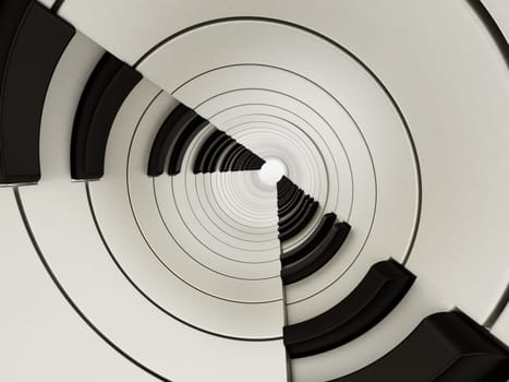 Black and white abstract piano keys background. 3D illustration.