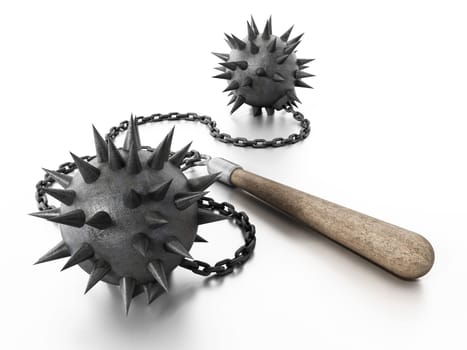 Chaines mace isolated on white background. 3D illustration.