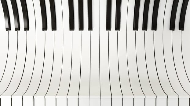 Black and white abstract piano keys background. 3D illustration.