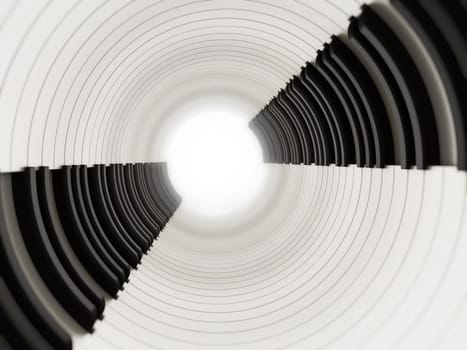 Black and white abstract piano keys background. 3D illustration.