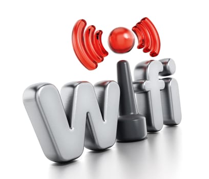 Wifi logo and wireless connection symbol. 3D illustration.