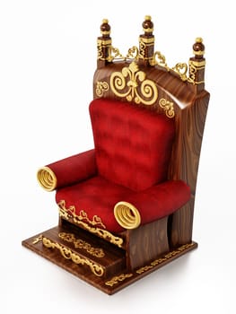 Luxurious throne isolated on white background. 3D illustration.