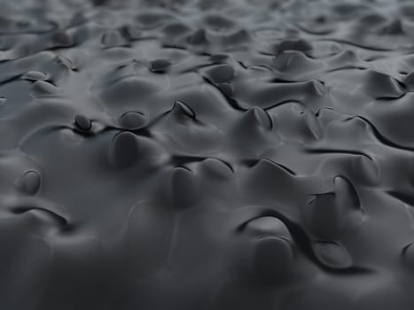 Abstract organic horizontal black background. 3D illustration