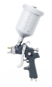 Professional paint gun isolated on white background. 3D illustration.