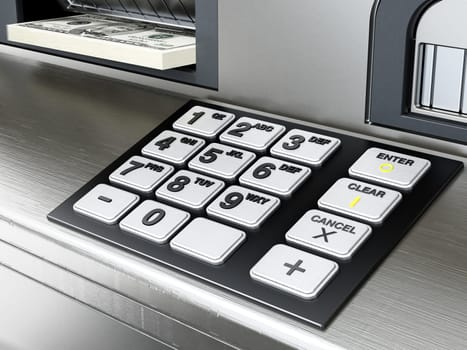 Keypad of an ATM or Automated Teller Machine. 3D illustration.