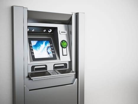 Generic ATM or Automated Teller Machine. 3D illustration.