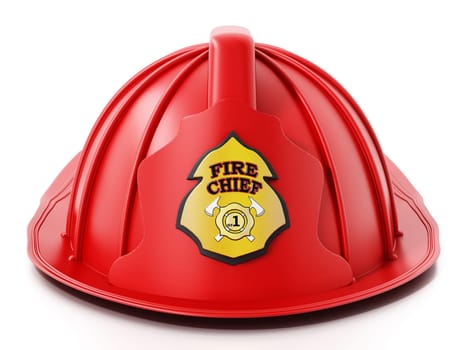 Fireman hat isolated on white background. 3D illustration.
