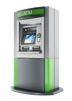 Generic ATM or Automated Teller Machine. 3D illustration.