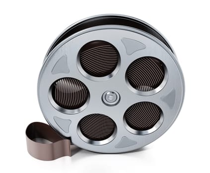 Film reel isolated on white background. 3D illustration.