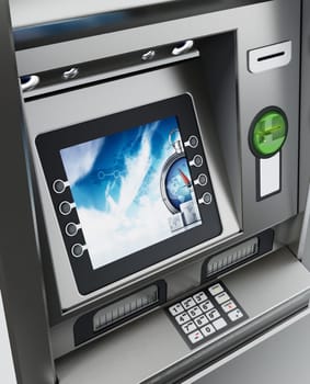 Generic ATM or Automated Teller Machine. 3D illustration.