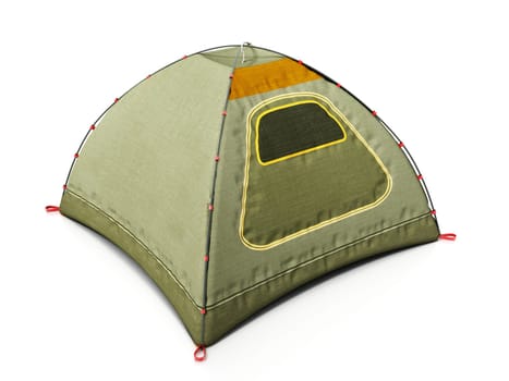 Camping tent isolated on white background. 3D illustration.