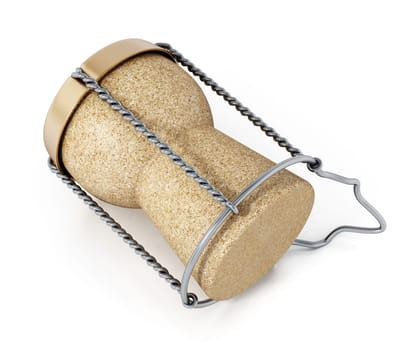 Champagne cork isolated on white background. 3D illustration.