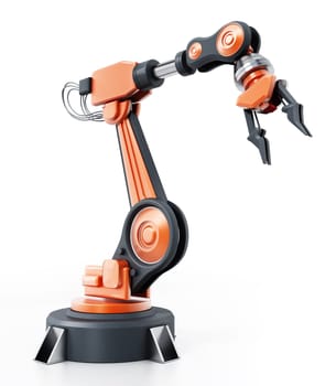 Robotic arm isolated on white background. 3D illustration.