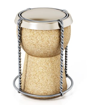 Champagne cork isolated on white background. 3D illustration.