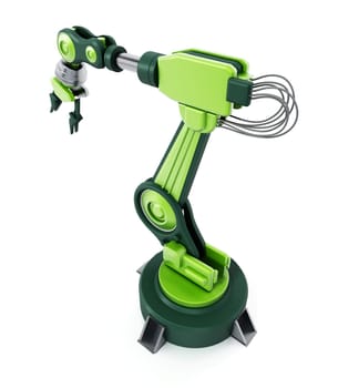 Robotic arm isolated on white background. 3D illustration.
