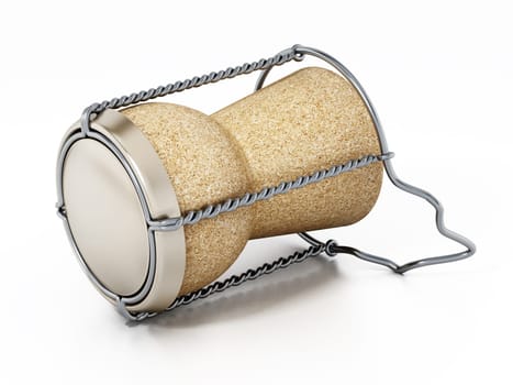 Champagne cork isolated on white background. 3D illustration.