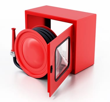 Fire cabinet isolated on white background. 3D illustration.
