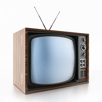 Vintage TV isolated on white background. 3D illustration.