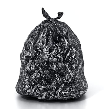 Trash bag isolated on white background. 3D illustration.