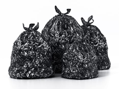 Trash bag isolated on white background. 3D illustration.