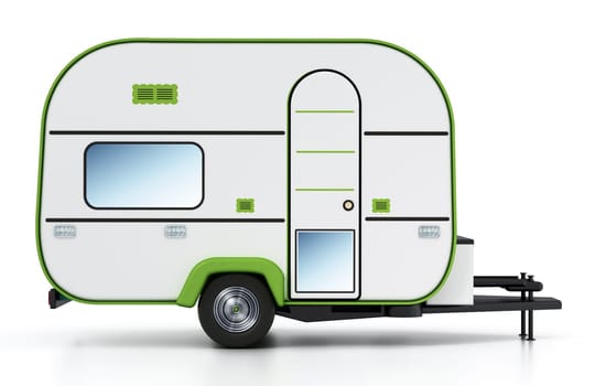 Caravan isolated on white background. 3D illustration.