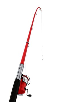 Fishing rod isolated on white background. 3D illustration.