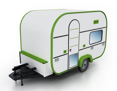 Caravan isolated on white background. 3D illustration.