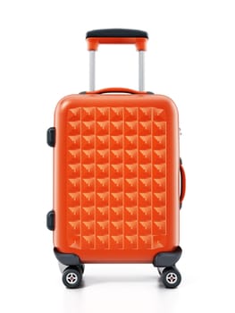 Orange hardcase suitcase isolated on white background. 3D illustration.