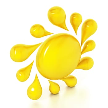 Yellow sun isolated on white background. 3D illustration.
