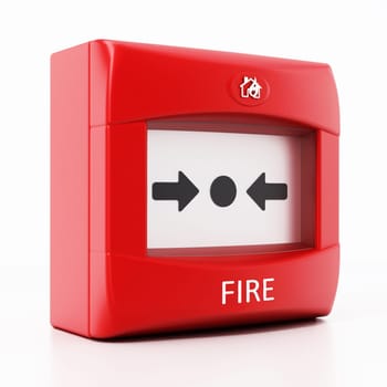 Fire button isolated on white background. 3D illustration.