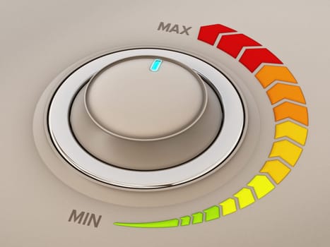Vintage style control knob dial. 3D illustration.