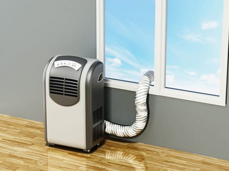 Generic illustration of mobile air conditioner. 3D illustration.