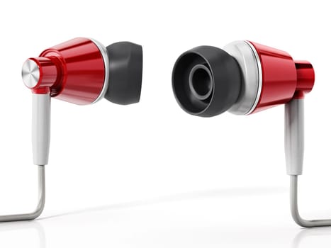 Generic modern earphones isolated on white background.