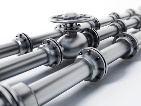 Oil pipeline isolated on white background. 3D illustration.