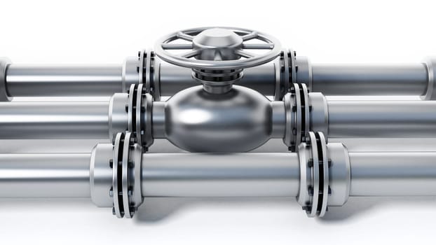 Oil pipeline isolated on white background. 3D illustration.