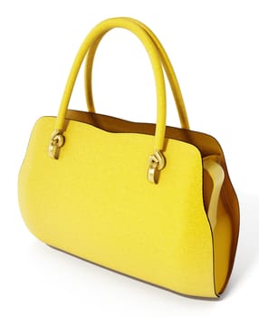 Yellow handbag isolated on white background. 3D illustration.