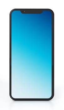 Up to date full screen smartphone isolated on white background. 3D illustration.