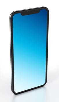 Up to date full screen smartphone isolated on white background. 3D illustration.