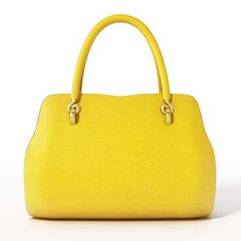 Yellow handbag isolated on white background. 3D illustration.