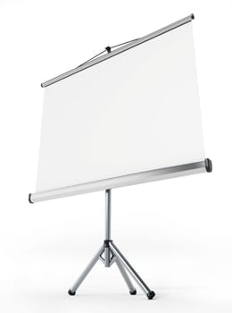 Projection screen isolated on white background. 3D illustration.