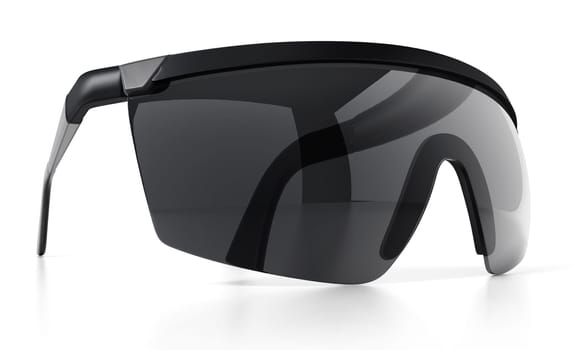 Black ski glasses or sunglasses isolated on white background. 3D illustration.