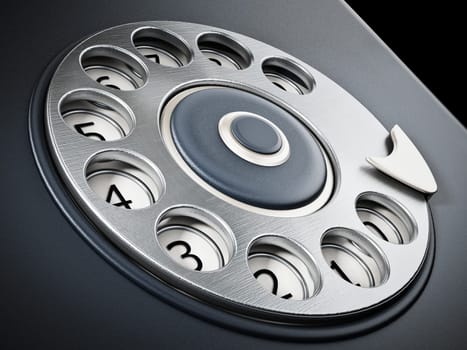 Vintage dial phone detail background. 3D illustration.