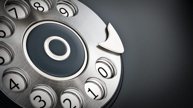 Vintage dial phone detail background. 3D illustration.