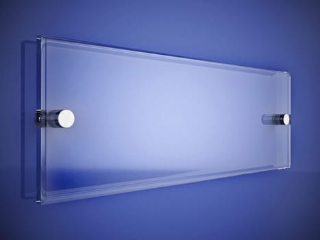 Acrylic office door sign or plate on the wall. 3D illustration.