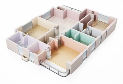 3D visualisation of a luxurious flat. 3D illustration.