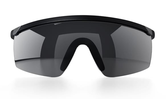 Black ski glasses or sunglasses isolated on white background. 3D illustration.