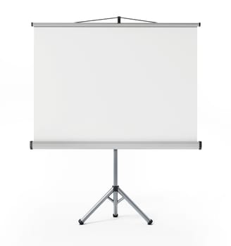 Projection screen isolated on white background. 3D illustration.